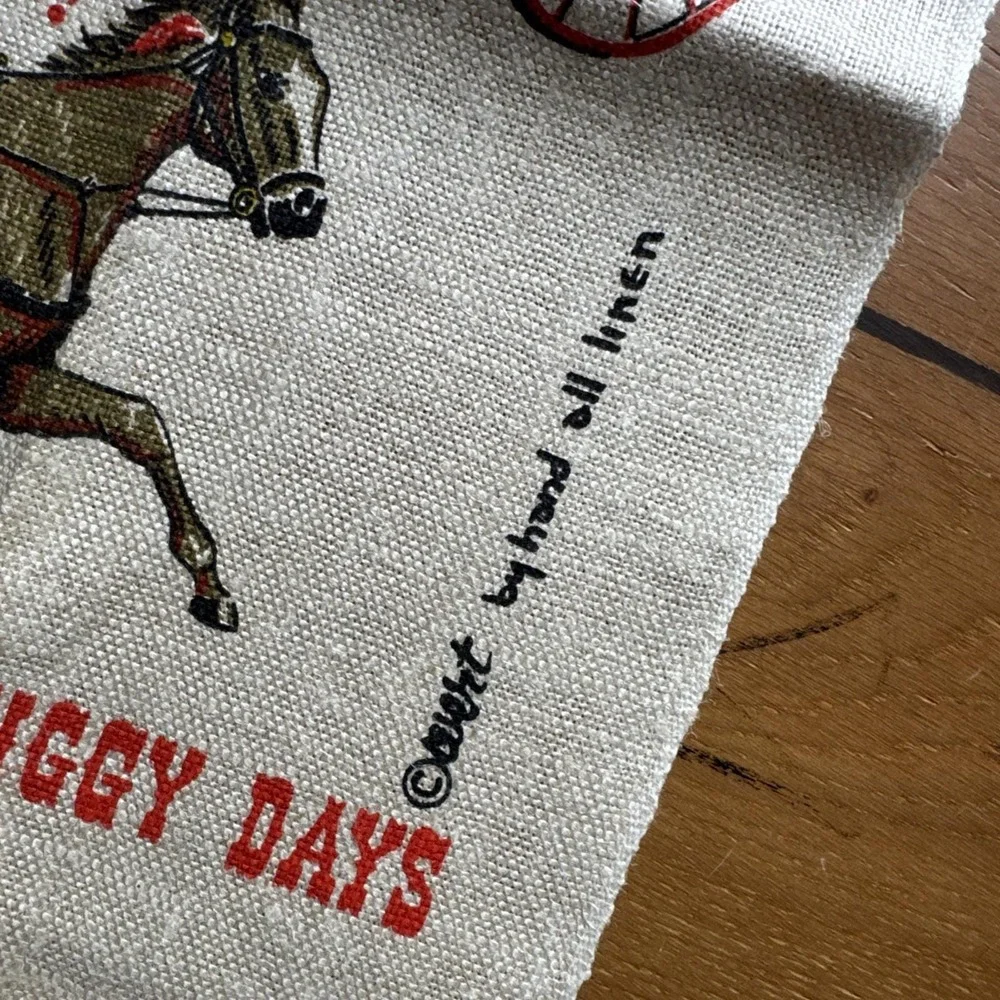 Vintage Linen Towel Robert Wert Back In The Good Old Horse And‎ Buggy Days